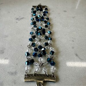 blue and white crystal beaded bracelet